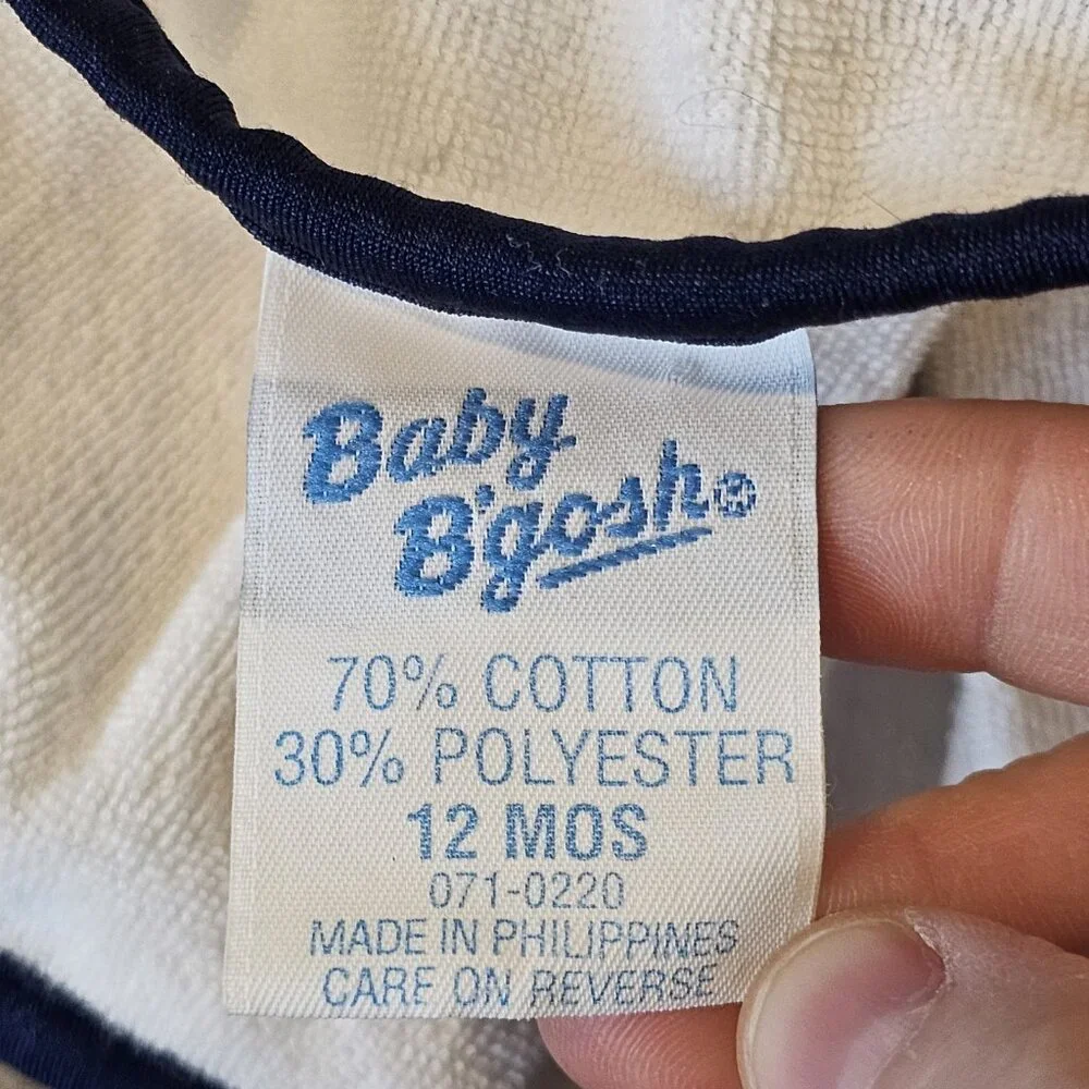 Vintage Baby B'gosh Oshkosh Baby Girls Sz 12 Month Swim Coverup Terrycloth White